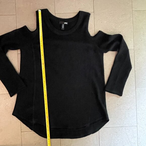 Aqua Cashmere Black Crew Neck Cold Open Shoulder Sweater-Small - Picture 7 of 7